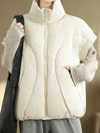 Women Quilted Vest Sleeveless Zip Up Jackets Outerwear Winter Style Lightweight Coat