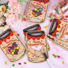 Candy Jar, Exchange Gift Party Gift, 20PCS/SET Valentine's Day Exchange Cards Set, Funny Mason Jar, Happy Valentine's Day Cards, - Multicolor - View 4