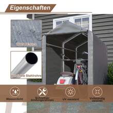 Bicycle Garage Tool Shed 187x100x160 Cm, Garden Shed Garage Tent Storage Tent, Dark Gray