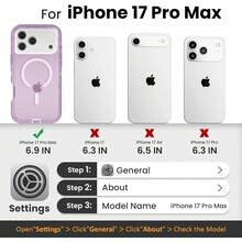 GUNIGEMA For IPhone 17 Pro Max , Compatible With  Dual Layer Transparent Magnetic Phone Case, Heavy Duty Anti-Drop Shockproof Protection Phone Cases For IPhone 17 Air, 6.5 Inch, Orange - Purple - View 3