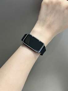 1pc Silicone Magnetic Strap, Compatible With Huawei Band 7/8/9/10/NFC Smartwatch - Black - View 2