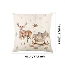 Christmas Throw Pillow Covers Creative Snowflake Reindeer Cushion Cases For Winter Home Party Decor - Orange - View 7