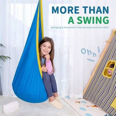 Swing, Kids Pod Swing Seat, 100% Cotton Child Hanging Hammock Chair For Indoor Outdoor With Inflatable Pillow And ...
