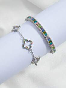 1 Bộ 2 Vòng Tay & Lắc Tay Thời Trang Tối Giản, Thích Hợp Đeo Hàng Ngày - Nhiều màu - Xem 4