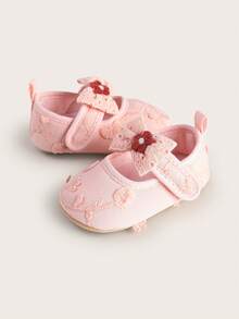 Infant Shoes For Female Babies With Soft Soles, Spring And Autumn Style, Princess Shoes, Pure Cotton Cloth Shoes, Anti Slip, 6-8-12 Months, One Year Old - Baby Pink - View 6
