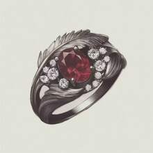In The Name Of Love ~ Love And Deep Space Character Design Ring - Fashionable Niche Jewelry - Game Peripheral Jewelry - 羽毛戒指 - 查看 12