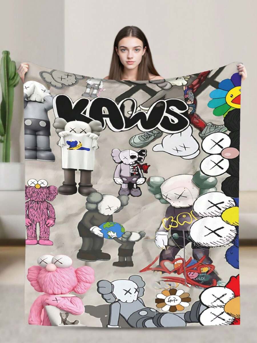 Kawss Kawaii Kaw  Blanket Flannel Blanket, Super Comfortable Winter Warm Blanket Summer Air Conditioning Blanket, Soft And Light Bed Sofa Decoration, Not Easy To Shed, - 黑色 - 查看 1
