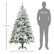 HOMCOM Artificial Christmas Tree, Snow Effect, Flame Retardant, Hinged Construction, Green/White - Silver - View 6