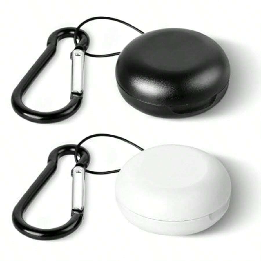 Giantree 2pcs Earplug Cases Round Potable Ear Plug Holder With Keychains Potable Mini Storage Case For Business Trip Storage Earbuds Trinkets Pills Black + White - As Pic - View 1