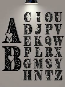 1pc Personalized Scroll Heart DIY Letter Combination Sign, Made Of High-Quality Metal - Durable And Suitable For Home, Office, Bedroom, Living Room, Garden, Corporate Image Wall Decoration, Modern Personalized Entryway Decoration, And A Great Choice For Housewarming, Birthday, And Holiday Gifts. - Multicolor - View 1