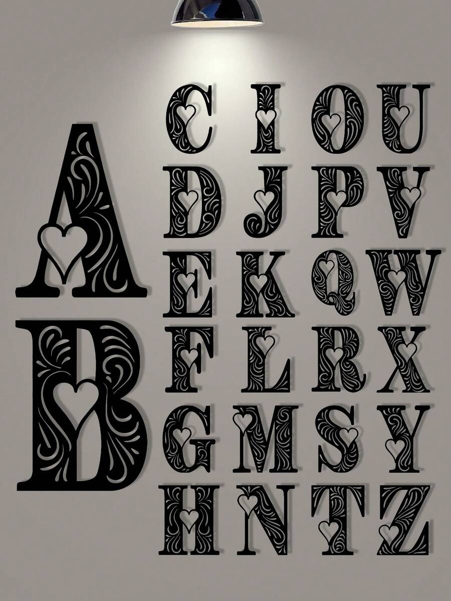 1pc Personalized Scroll Heart DIY Letter Combination Sign, Made Of High-Quality Metal - Durable And Suitable For Home, Office, Bedroom, Living Room, Garden, Corporate Image Wall Decoration, Modern Personalized Entryway Decoration, And A Great Choice For Housewarming, Birthday, And Holiday Gifts. - Multicolor - View 1