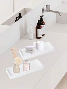 11.8*4.9 Inch Rectangular Silicone Cosmetic Tray, Bathroom Storage Tray, Jewelry Tray, Kitchen Soap Dish Holder, Countertop Storage Tray. Suitable For Holding Cosmetics, Perfumes, Jewelry, Candles, Etc., And Can Also Be Used As A Coffee Table Decorative Tray. Suitable For Vacation Beaches, Bathrooms, Bedrooms, Etc. Large Capacity. - 彩色 - 查看 8