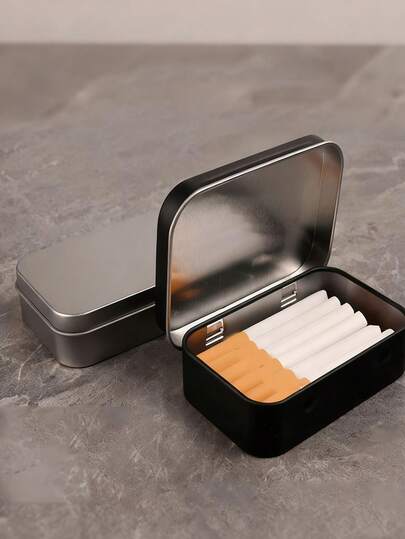 Tin Cigarette Box Tobacco Case Tobacco Storage Box Jewelry Storage Box Makeup Organizer Cigarettes Holder For Storing Small Ornaments And Objects Cigarettes Holder Organization And Storage Smoking Accessories The Gifts For Men Men's Gift Home Decor