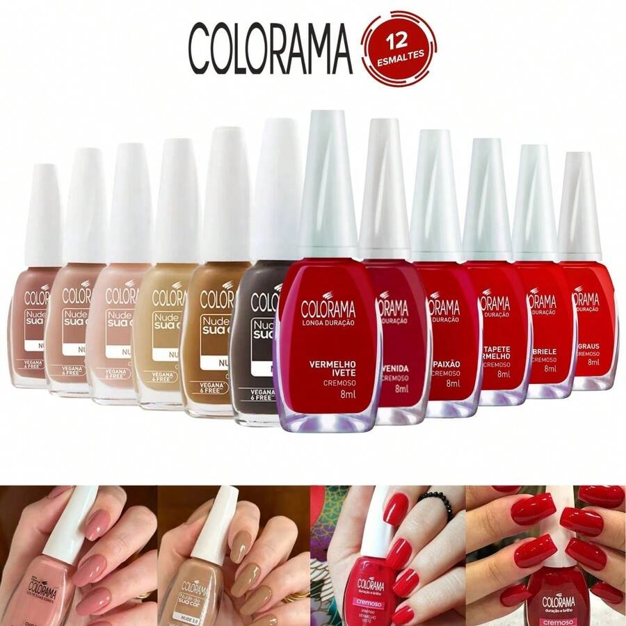 Esmalte Colorama Kit Com 12 Cores Vermelho E Nude - Retrograde - Visão 1