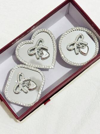 1 pieza Soporte de teléfono con espejo de diamante con lazo lindo estilo INS, soporte de teléfono con bolsa de aire deslizante, soporte de escritorio