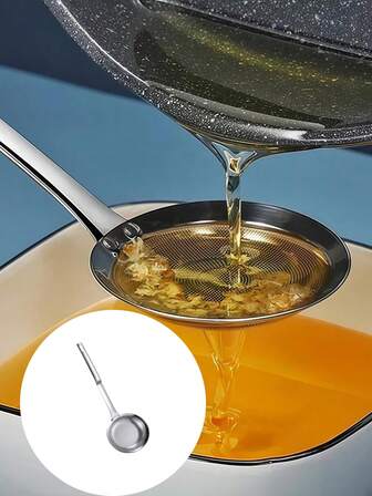 Multifunktionaler Heißtopf Fettabschöpflöffel - Edelstahl Feinnetz Lebensmittelsieb zum Abschöpfen von Fett und Schaum, einfach zu reinigen.