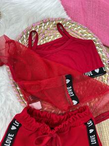 CONUNTO TULE INFANTIL MENINAS /VERÃO/ PASSEIO/ PROMOÇÃO/ MODA/ FESTAS/ PRESENTES/CONFORTÁVEL