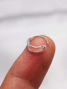 1pc 925 Sterling Silver Nose Ring Double Circle Cartilage Tragus Helix Body Piercing Nez Jewelry