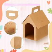 DIY Doghouse Favor Boxes (10-Pack) - Brown Kraft Paper Treat Holders For Pet Birthday Parties, Adoption Celebrations | Printable Puppy Goodie Bags - 牛皮紙狗屋10pcs - 查看 3