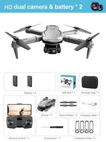 V88无人机配备高清双摄像头和光流悬停/智能避障系统，即使是新手也能快速上手。它是一款多旋翼四轴飞行器/遥控飞机玩具，适合室内外娱乐。这款无人机物超所值，功能卓越，是生日礼物、圣诞礼物或万圣节礼物的绝佳选择。 - 黑色 - 查看 16