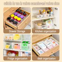 Armario plegable, organización de almacenamiento, caja de almacenamiento de plástico extraíble con asa, estuche de almacenamiento de gran capacidad, organizador de cocina﻿ - 1 pieza Beige L - Ver 7