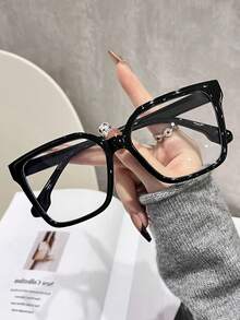 1pc Women Geometric Frame Fashion Clear Glasses For Reading Daily School Life Office Accessories