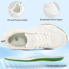 Women's Fashion White Comfort Sneakers/Walking Shoes/Athletic Shoes - Stylish Breathable Mesh, Adjustable Strap For Snug Fit, Reliable EVA Outsole With Anti-Slip Properties - Ideal For Casual Wear, Shopping Trips, Light Exercise, Jogging, Gym Workouts, Outdoor Leisure - Designed For Style-Conscious Women, Everyday Athletes - Perfect For Spring, Summer, And Fall Seasons - 白色 - 查看 3