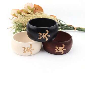 1件夸张海龟木质手镯，复古波西米亚风格，适合女性夏季派对手部装饰