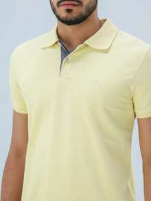 Ogochi Men's Basic Plain Polo Shirt With Logo, No Pocket, Original - Yellow - View 7