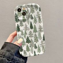 Un diseño de árbol de Navidad blanco con una funda de teléfono de marco ondulado adecuada para múltiples modelos de, que proporciona protección para la lente y sirve como funda protectora, lo que la hace perfecta como regalo. - Colores mixtos - Ver 4