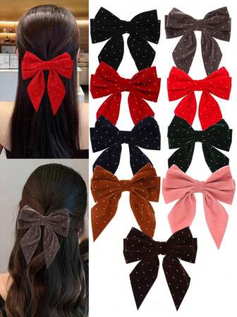 1個 ファッショナブルな大きな赤いリボンのヘアクリップ、日常着用やクリスマスに適しています、クロークリップ、ヘアクロー、ヘアスライド、ヘアバレット