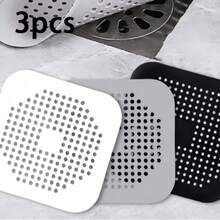 1/3pcs Drain Hair Catcher Filter, Sink Strainer, Suction Cup Drain Stopper, Bathtub Shower Floor Drain Cover, Silicone Kitchen Sink Plug, Easy Clean Durable Silicone Square Drain Cover, Anti-Clogging, Shower Drain Hair Catcher, Suitable For Bathroom Tub And Kitchen Sink, Bathroom Accessories