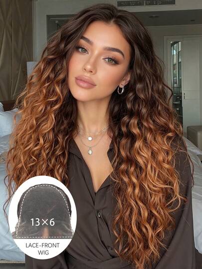 13*6 High-Definition Lace Top Wig, 28-Inch Long Multicolor Fluffy Long Curly Hair, High-End Women's Lace Wig, Heat-Resistant Synthetic Lace Wig, Suitable For All Festivals And Daily Wear, Can Be Worn At Any Time, Perfect Gift For Girls During Festivals.