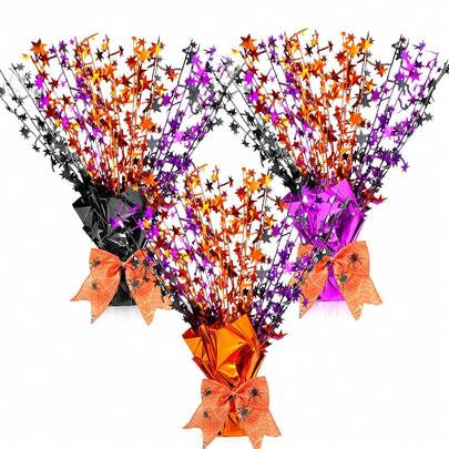3 Pack Halloween Table Centerpiece Decoration Metallic Black Orange Purple Stars Centerpiece For Party Supplies Table Decoration