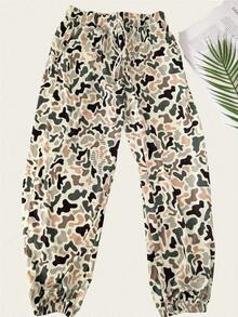 Women's Camo Jogger Sweatpants Elastic Waist Pants For Women Everyday Pants Y2K Casual Camoflage Cargo Pants With Pockets And Draws - 杏色 - 查看 5