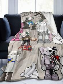 Kawss Kawaii Kaw Blanket Luxury Anime Flannel Blanket - Ultra Soft Cartoon Print, The Perfect Gift For Any Occasion, Christmas, Birthday, For Home, Camping & Travel Use - màu đen - Xem 1