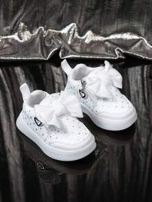 Girls' Princess 7-Color LED Light Shoes, Comfortable Soft Bottom Bow Casual Shoes - White - View 5