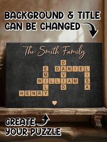 Catygift Customized Name - Instant Family Crossword Game Art - Personalized Framed Canvas Print (Not Celebrity Poster Wall Decor) - Christmas Gift For Family - As Shown - View 5