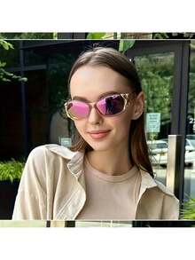 Y2K Butterfly Decorative Fashion Glasses Ladies Retro Wrap Around Party Glasses Pink Elegant - Màu xanh lam - Xem 2