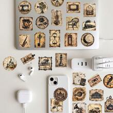 50pcs Retro Tags PET Transparent Stickers For Luggage Water Bottle Phone Laptop Guitar Scrapbook Notebook Decal - Multicolor - View 7