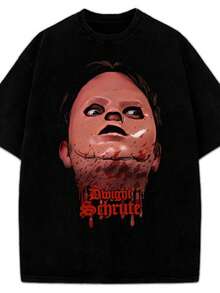 T-Shirt Schrute Farm Mask CPR Skit Custom Graphic The Office Tee - màu đen - Xem 1