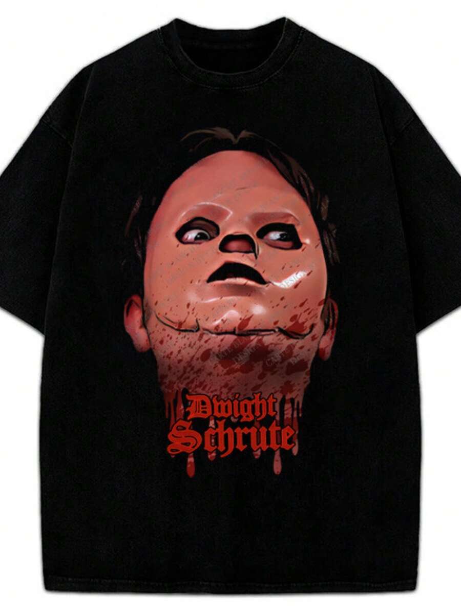 T-Shirt Schrute Farm Mask CPR Skit Custom Graphic The Office Tee - màu đen - Xem 1