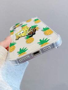 1pc Cute & Fun Transparent Card Holder With Pineapple & SpongeBob Cartoon Pattern, Shockproof Phone Case Compatible With IPhone 11/12/12 Pro Max/14 Pro Max/15/15 Pro/16/16 Pro Max - Multicolor - View 5