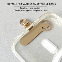 Conjunto de clipes metálicos vazados em formato de gato fofo, conector giratório em aço inoxidável, design em arco que não deforma a capa do celular, moderno e durável, adequado para diversos smartphones. - Multicolorido - Ver 8
