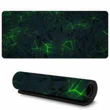 1 pezzo Tappetino da scrivania grande, tappetino mouse esteso per gaming con motivo geometrico nero, blu e rosso, tecnologia scientifica, con base antiscivolo e bordo cucito, tappetino da tastiera e mouse grande per casa, ufficio e lavoro