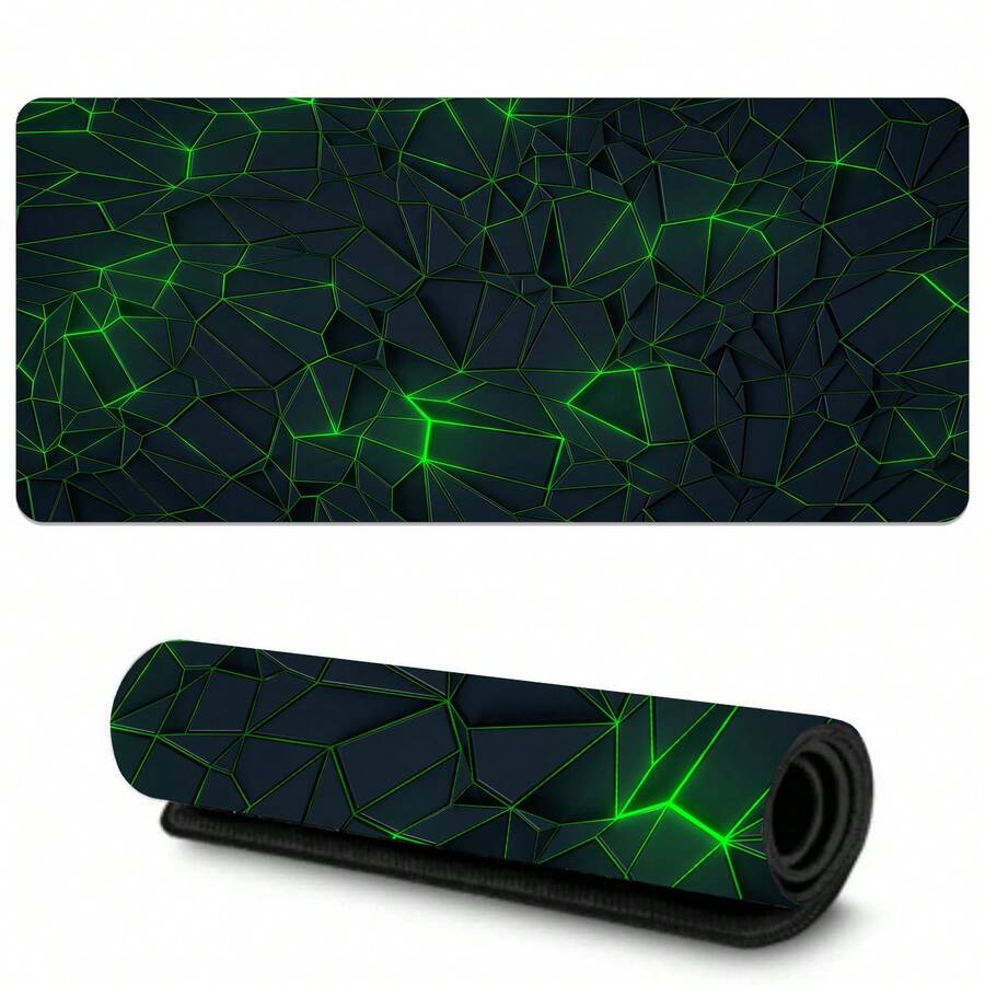 1 pezzo Tappetino da scrivania grande, tappetino mouse esteso per gaming con motivo geometrico nero, blu e rosso, tecnologia scientifica, con base antiscivolo e bordo cucito, tappetino da tastiera e mouse grande per casa, ufficio e lavoro