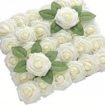 30支逼真仿真泡沫玫瑰 – PE材质花束，适用于婚礼装饰、餐桌摆饰、情人节礼物和家居装饰 | 红色、粉色、白色、紫色、蓝色、薰衣草色 | 持久保鲜