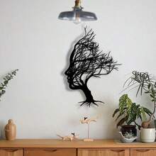 1 قطعة ديكور جداري معدني على شكل فرع شجرة أنيق وبسيط - لوحة زخرفية حديثة مصنوعة بعناية، مناسبة للمكتب والمنزل والغرفة والشرفة والمطبخ وجدران الحديقة والمتجر والمقهى وصالة الرقص والبار والطراز الريفي، هدية عيد ميلاد أو هدية ترحيب بالمنزل الجديد، قابلة للإزالة وإعادة الاستخدام - المادة: حديد - الأسود - مشاهدة 3