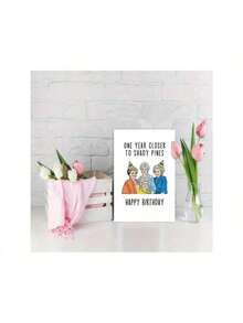 1pc Funny Birthday Card Mom With Envelope One Year Closer To Shady Pines Humorous Greeting Mother's Day Or Birthday Celebrations Paper Material Includes Red Envelope - Multicolor - View 4