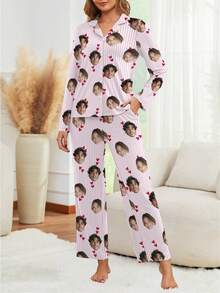 Printstory Custom Women's Pajama Set, Can Print Any Design, Personalized And Unique Gift, Perfect For Family, Friends, And Holiday Parties - White - View 4